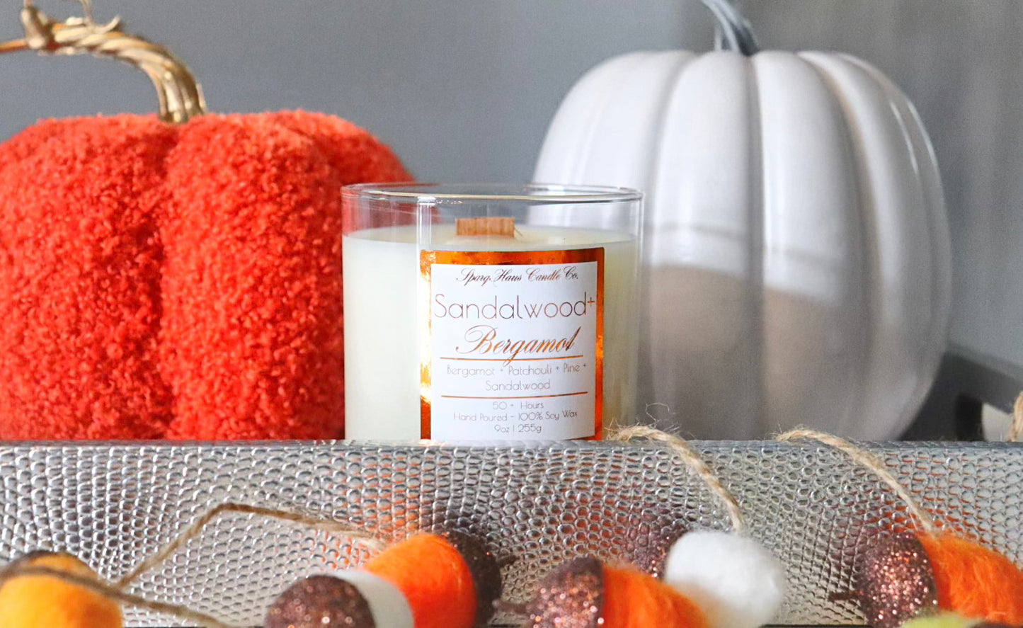 Sandalwood + Bergamot - Wooden wick candle