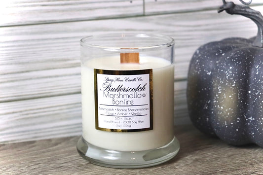Butterscotch Marshmallow Bonfire  - Wooden Wick Candle