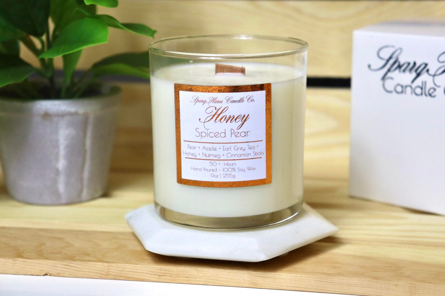 Honey Spiced Pear - Wooden Wick Candle
